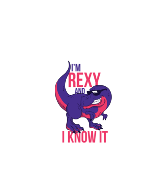 'I''m Rexy and I know it - tricou dinozaur amuzant' model alb pe tricou
