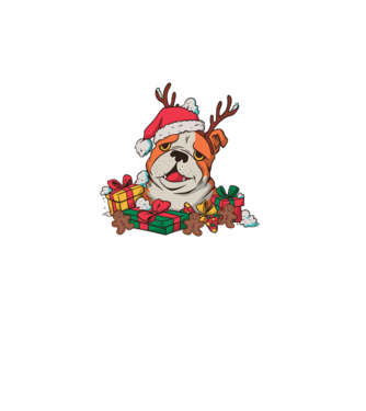 Bulldog de Crăciun model turcoaz pe tricou