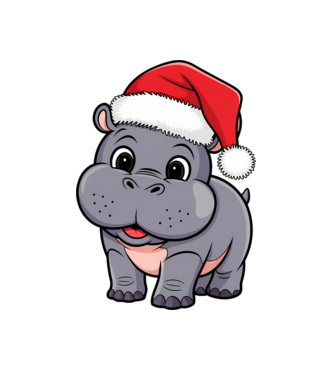 Crăciun Hippo model alb pe tricou