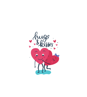 'Hugs and Kisses Tricou drăguț pentru Valentine''s Day' model alb pe tricou