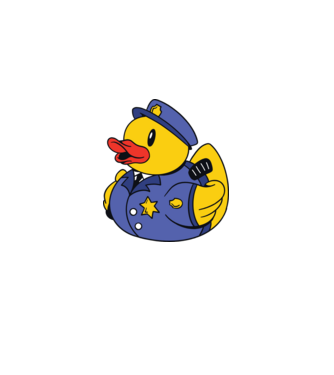 Rățușcă de cauciuc Polițist model albastru deschis pe tricou