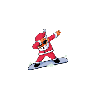 Moș Crăciun Snowboard DAB tricou amuzant model albastru deschis pe tricou