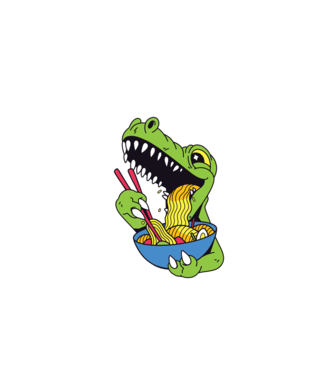 T-rex Ramen model roșu pe tricou