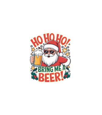 HO HO HO bring me a BEER santa Alb model alb pe tricou