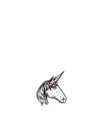 Cal Unicorn model alb pe tricou