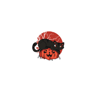 Pisică pe dovleac Halloween model negru pe tricou