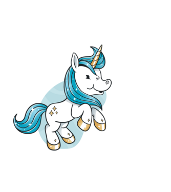 Unicorn drăguț model albastru închis pe tricou