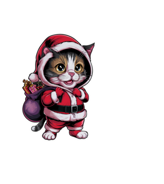 Santa Cat model negru pe tricou