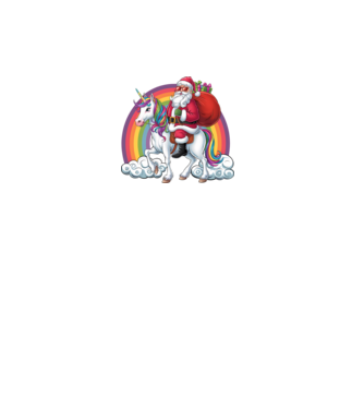 Moș Crăciun cool pe un unicorn 2 model negru pe tricou