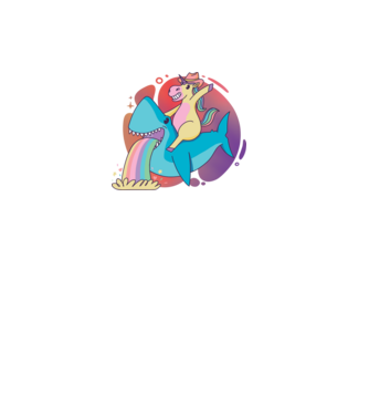 Unicorn pe rechin model negru pe tricou
