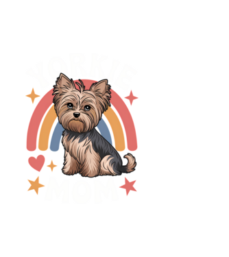 Yorkie Mom Negru model alb pe tricou