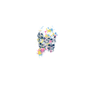 Cranii colorate model nisipiu pe tricou