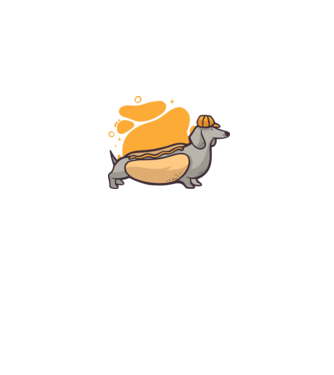 Teckel Hot dog model albastru închis pe tricou