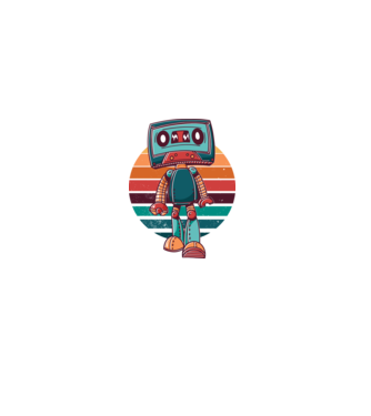 Robot Casetă retro model alb pe tricou