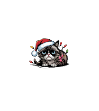 Christmas Spirit Grumpy Cat Negru model negru pe tricou
