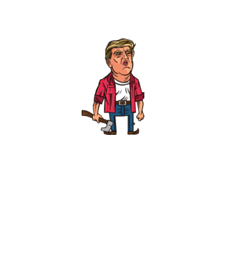 Trump tăietor de lemne model alb pe tricou