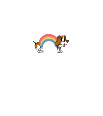 Beagle curcubeu model alb pe tricou