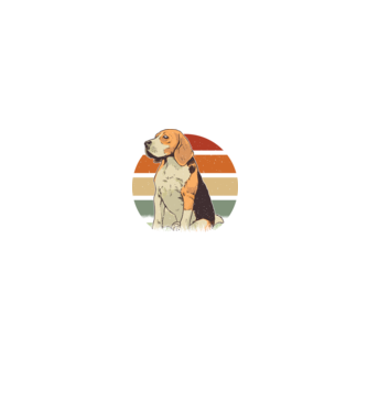 Beagle Retro Sunset model negru pe tricou