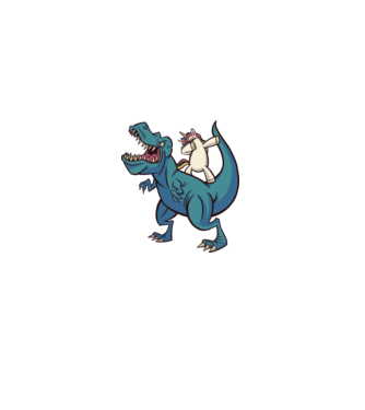 Unicorn DAB T-rex model gri pe tricou