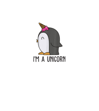 'I''m a unicorn - penguin' model alb pe tricou