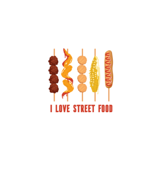 I Love Street Food model negru pe tricou