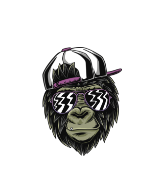 Cool Monkey model alb pe tricou