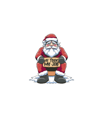 AI took my job Santa model negru pe tricou
