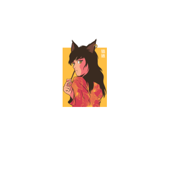 Pisică Fată Anime model gri pe tricou
