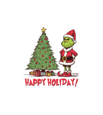 Happy Holiday Grinch model alb pe tricou