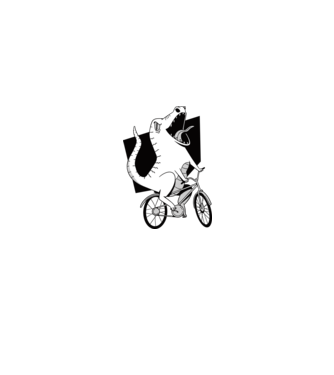 Dinozaur cu bicicletă model negru pe tricou