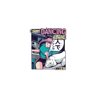 Anime Vaporwave Dancing Alone model roșu pe tricou