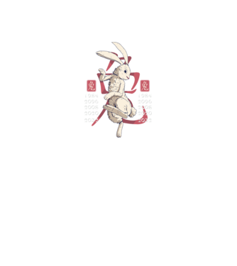 Year of the Rabbit model negru pe tricou