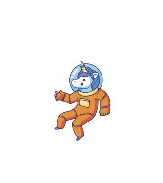 Unicorn Astronaut model negru pe tricou