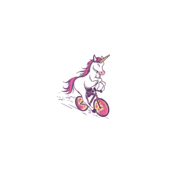 unicorn cu bicicletă model alb pe tricou
