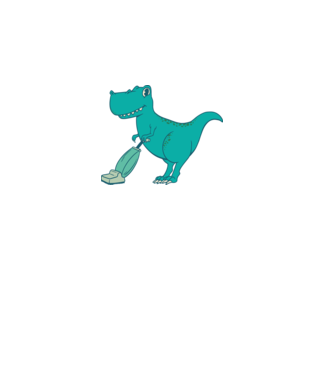 T-rex făcând curățenie model alb pe tricou