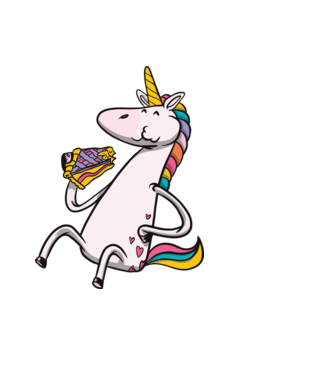 Unicorn cu prăjitură model negru pe tricou