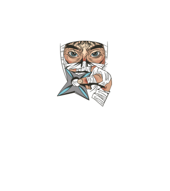 Cap de ninja model negru pe tricou