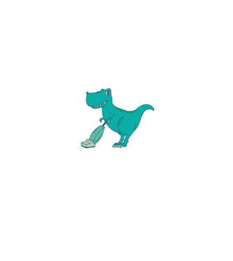 T-rex făcând curățenie model alb pe tricou