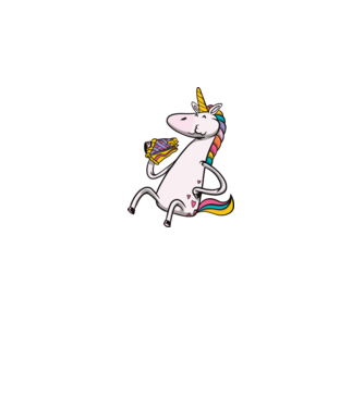 Unicorn cu prăjitură model alb pe tricou