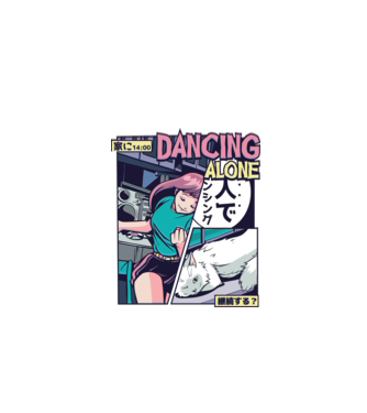 Anime Vaporwave Dancing Alone model roșu pe tricou