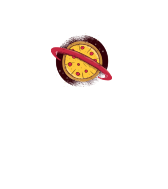 Pizza Planetă model gri pe tricou