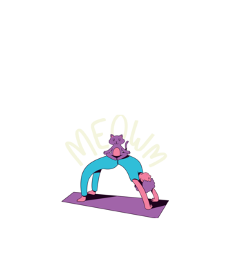 Meowm - Pisică Yoga model albastru închis pe tricou