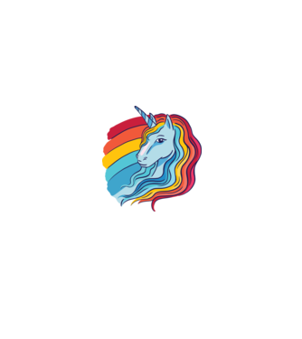 Unicorn cu Curcubeu model negru pe tricou