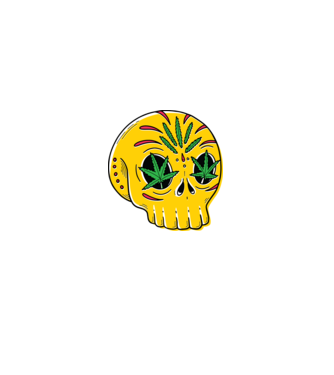 Marijuana Craniu model negru pe tricou