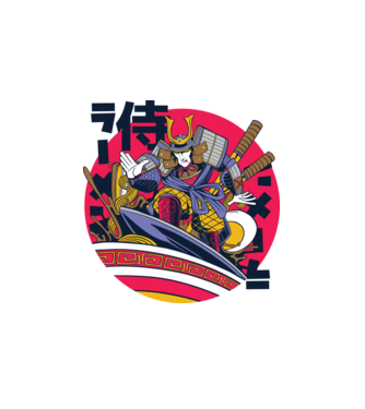 Samurai Ramen Surf model alb pe tricou