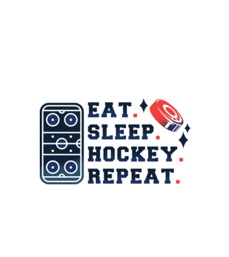 Eat Sleep Hockey Repeat model alb pe tricou