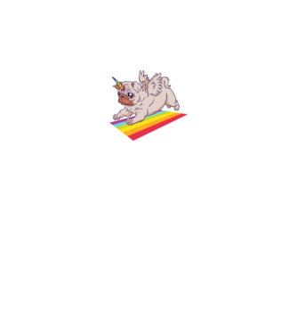 Mops unicorn model negru pe tricou