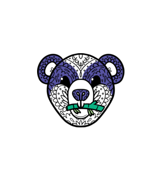 Mandala Panda model alb pe tricou