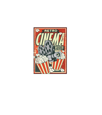 Afiș cinema retro model gri pe tricou