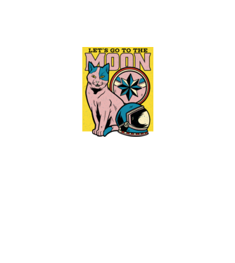 To the moon Pisică model negru pe tricou